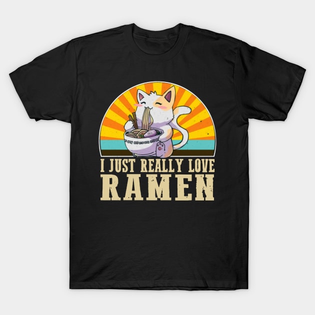 Cat I Just Really Love Ramen T-Shirt by Phylis Lynn Spencer